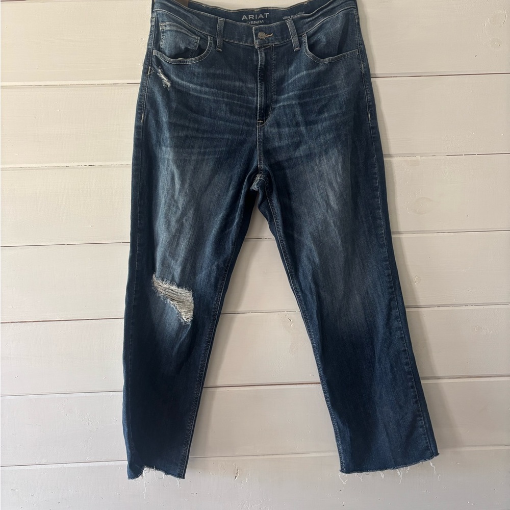 Ariat Ultra High Rise Relaxed Straight Jeans - Dark Blue